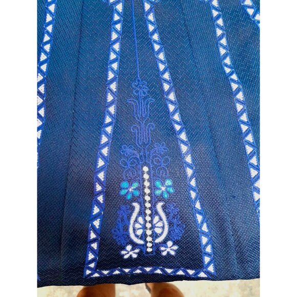 Womens Boho Embroidered High Waist Pleated Sz Medium Casual School Circle Skirt - Picture 5 of 5